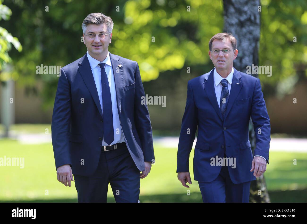 12.07.2017., Ljubljana, Slowenien - kroatischer Premierminister Andrej Plenkovic zu einem Arbeitsbesuch in der Republik Slowenien auf Einladung des slowenischen Premierministers Miro Cerar. Foto: Igor Soban/PIXSELL Stockfoto