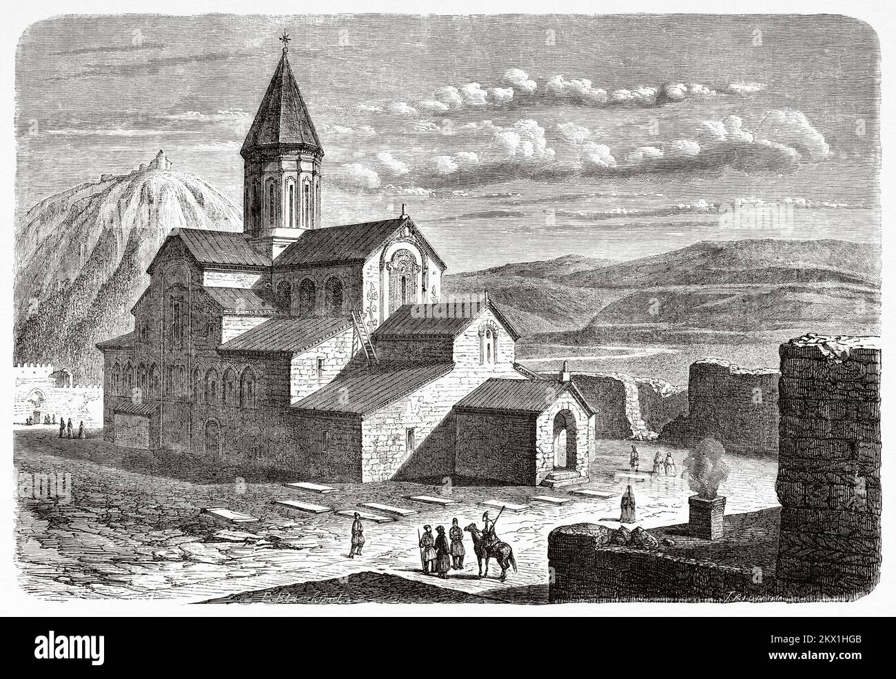 Svetitskhoveli-Kathedrale, Mischeta, Georgien. Reise von Tiflis in Stavropol zur Dariali-Schlucht, 1858 m von Blanchard Stockfoto