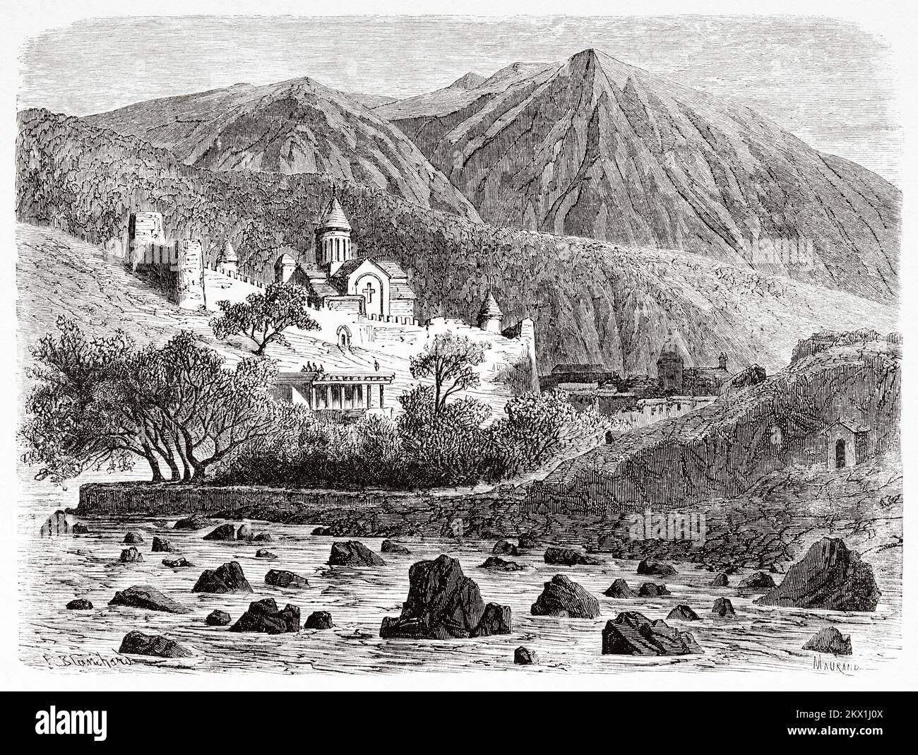 Festung Ananuri, Georgia. Reise von Tiflis in Stavropol zur Dariali-Schlucht, 1858 m von Blanchard Stockfoto