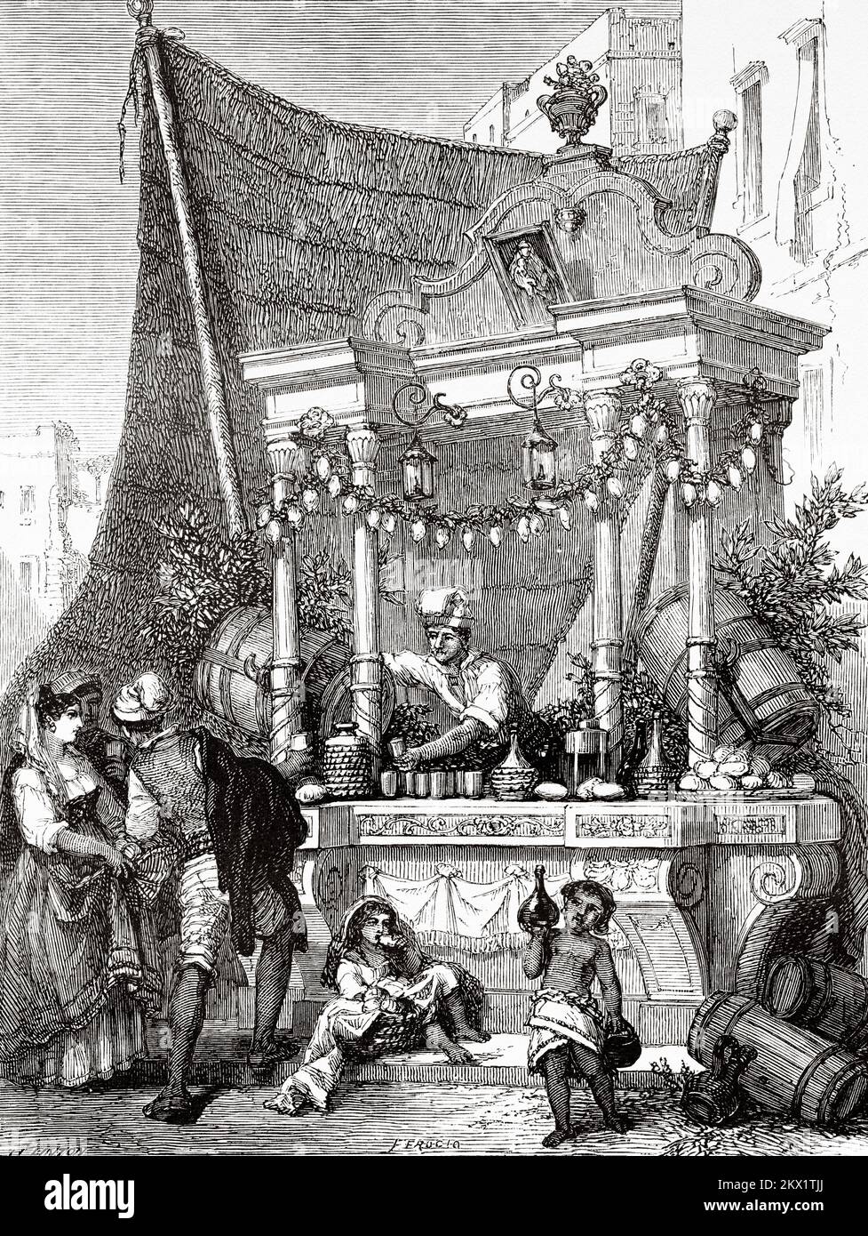 Der Wasserträger, Neapel, Kampanien. Italien. Neapel und die Neapolitaner von Marc Monnier 1861 Stockfoto