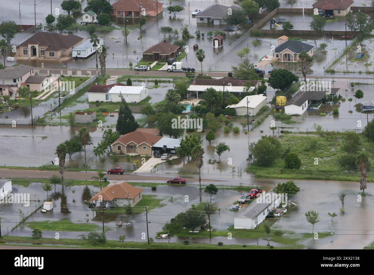 Hurrikan Dolly, Raymondville, TX, 25. Juli 2008 in einigen Vierteln von North Raymondville gibt es noch immer Flutwasser. Der Zugang zu den Vierteln ist eingeschränkt. Jacinta Quesada/FEMA... Fotos zu Katastrophen- und Notfallmanagementprogrammen, Aktivitäten und Beamten Stockfoto