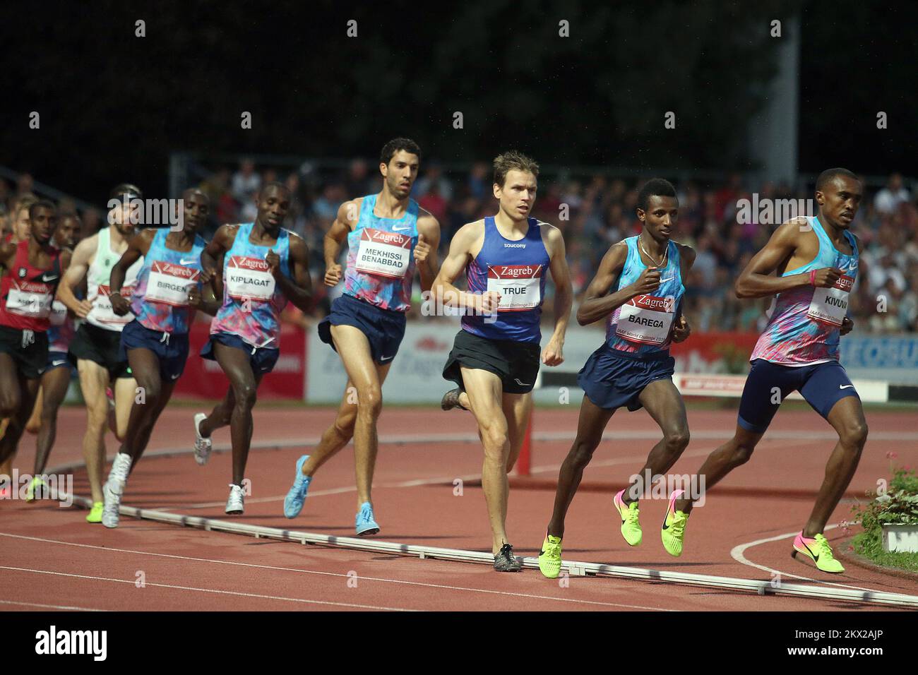 29.08.2017., Zagreb, Kroatien - IAAF World Challenge Zagreb - 67. Boris Hanzekovic Memorial at SRC Mladost, Zagreb, Kroatien.3,000 m - Männer. Jackson Kivuva, Selemon Barega, Ben True. Foto: Goran Stanzl/PIXSELL Stockfoto