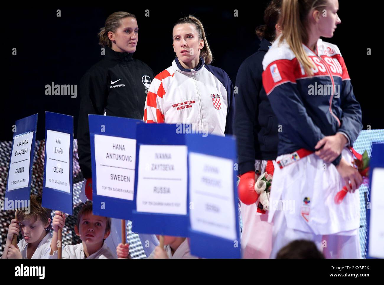 18.11.2017., Zagreb, Kroatien - XV Zagreb Karate Fest, Karate Top Ten Turnier. Ana Marija Bujas Celan, Ana Lenard. Foto: Igor Kralj/PIXSELL Stockfoto