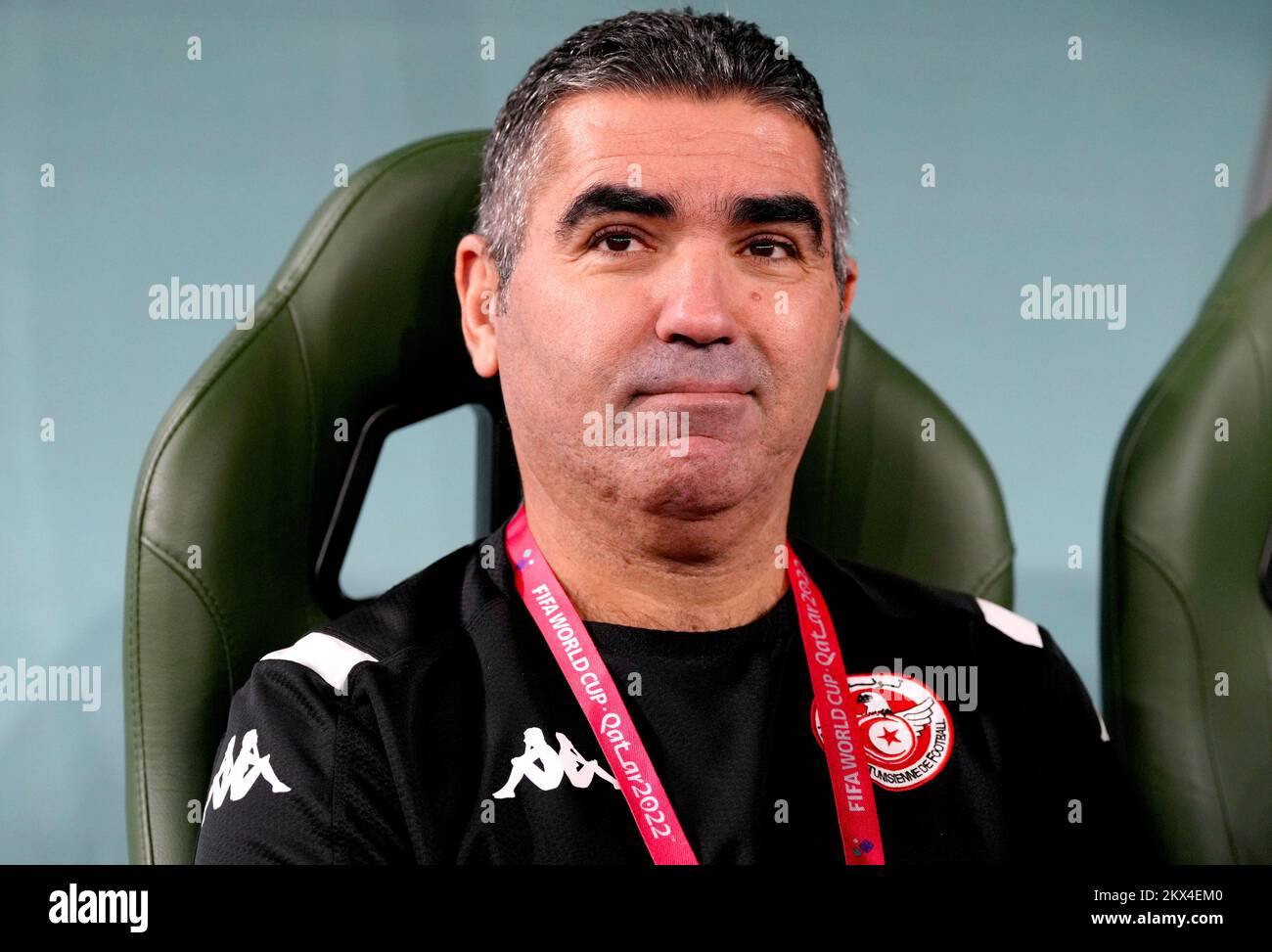 Tunesischer Manager Jalel Kadri vor dem FIFA-Weltmeisterschaftsspiel der Gruppe D im Education City Stadium in Al Rayyan, Katar. Bilddatum: Mittwoch, 30. November 2022. Stockfoto