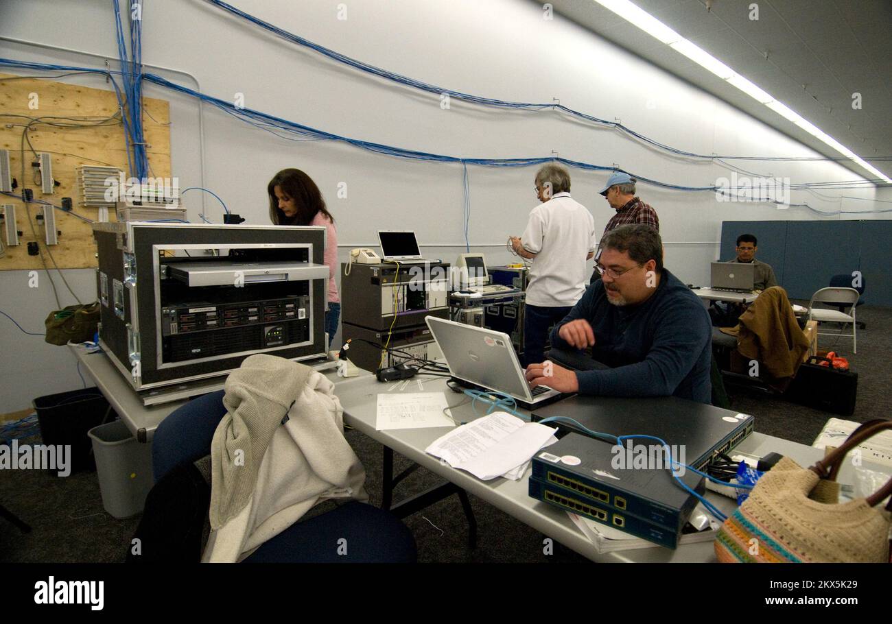FEMA Preparing Joint Field Office (JFO) bei Moorhead, MN. Schwere Stürme und Überschwemmungen in Minnesota. Fotos zu Katastrophen- und Notfallmanagementprogrammen, Aktivitäten und Beamten Stockfoto