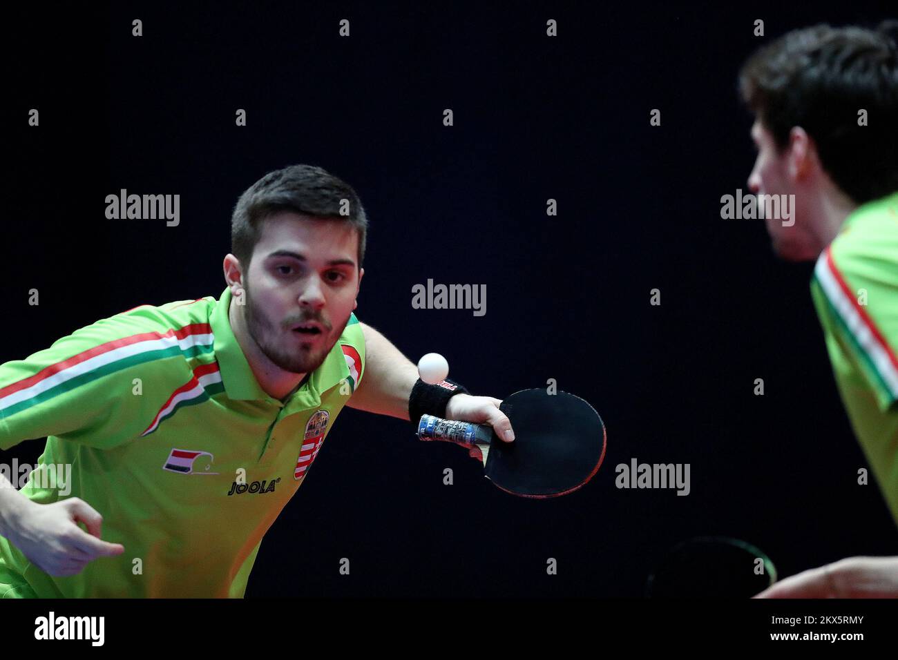 14.04.2018., Kroatien, Zagreb - 2018 ITTF Challenge Zagreb Open. Kroatische internationale Tischtennismeisterschaft. Finale, Doubles, Nandor Ecseki und Adam Szudi, Ungarn - Wang-Wei Peng und Chia-Hung Sun, TPE.Foto: Igor Kralj/PIXSELL Stockfoto