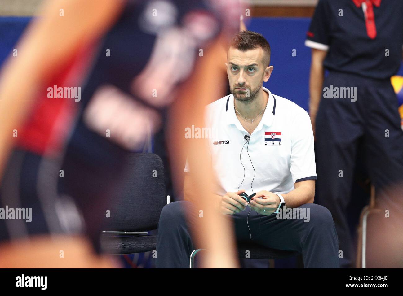 22.08.2018., Sporthalle Sutinska vrela, Zagreb, Kroatien - Qualifikationen für die Volleyball-Europameisterschaft, Kroatien - Österreich. Daniele Santarelli. Foto: Davor uklavec/PIXSELL Stockfoto