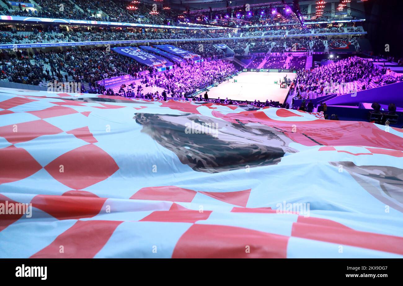 23.11.2018., Lillie, Frankreich - Davis Cup Finale zwischen Frankreich und Kroatien im Stadion Pierre-Mauroy in Lille, Frankreich, Jo-Wilfred Tsonga gegen Marin Cilic. Fans Foto: Sanjin Strukic/PIXSELL Stockfoto