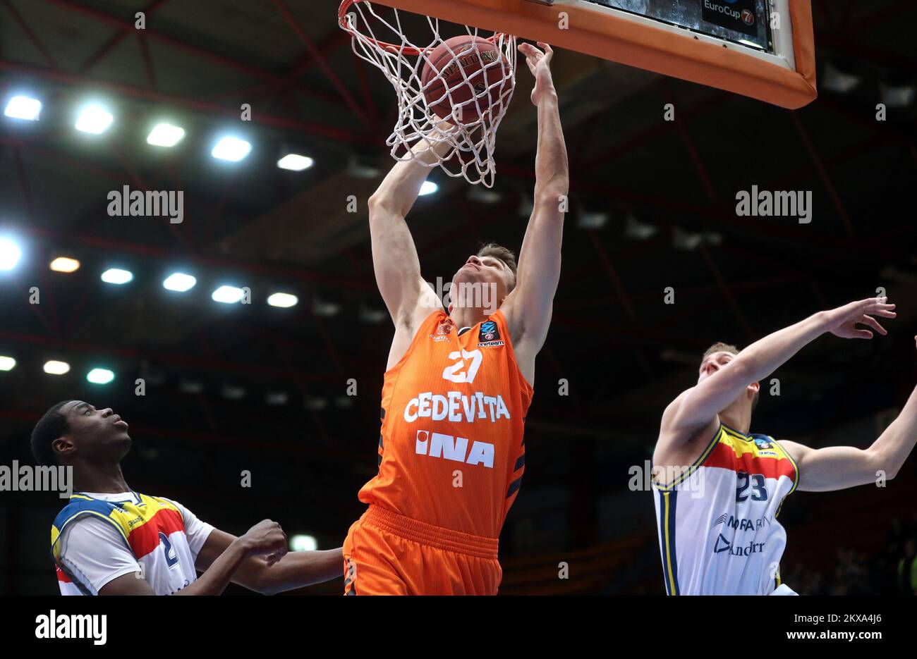 02.01.2019., Zagreb, Kroatien - KK Cibona gegen MoraBanc Andorra während der 1. Runde, Gruppe H Basketball Eurocup in der Sportova Halle Dom. Ivan Ramljak Foto: Sanjin Strukic/PIXSELL Stockfoto