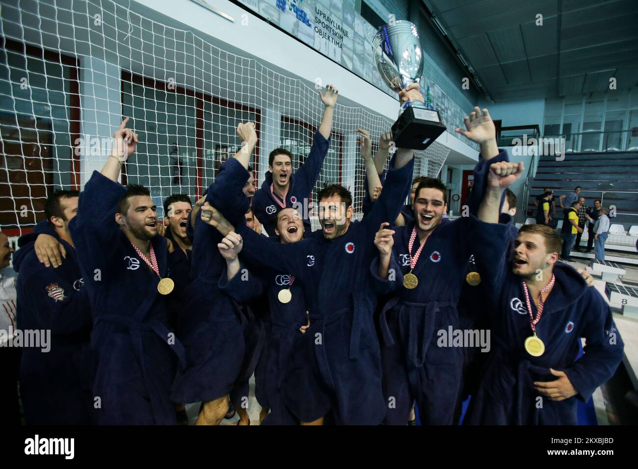 19.05.2019., Mladost Indoor Swimming Pool, Zagreb, Kroatien - das dritte Spiel der kroatischen Meisterschaft im Wasserpolo, HAVK Mladost gegen VK Jug CO. VK Jug CO gewann 15. den Titel des kroatischen Champions. Foto: Filip Kos/PIXSELL Stockfoto