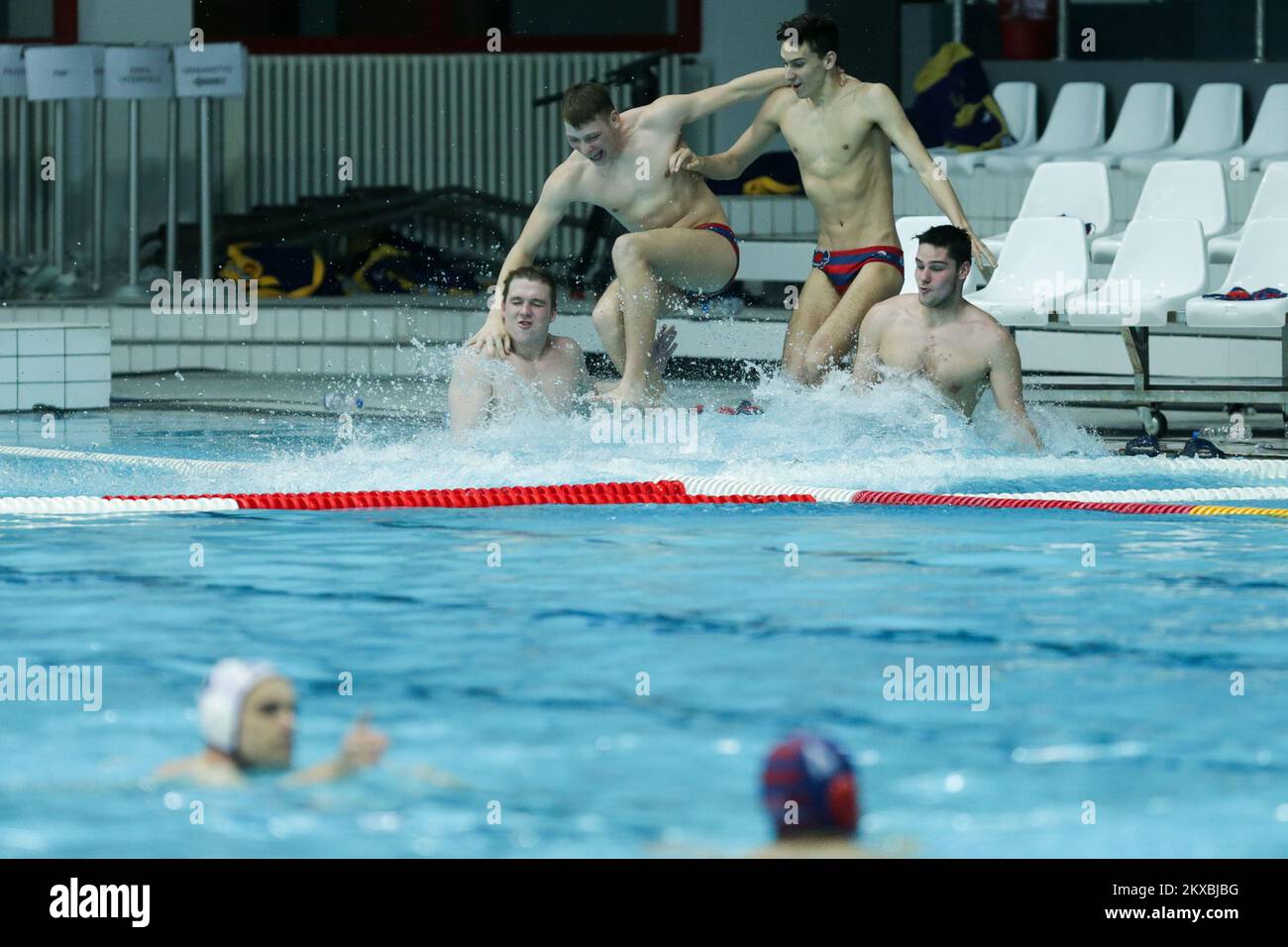 19.05.2019., Mladost Indoor Swimming Pool, Zagreb, Kroatien - das dritte Spiel der kroatischen Meisterschaft im Wasserpolo, HAVK Mladost gegen VK Jug CO. Slavlje Juga. Foto: Filip Kos/PIXSELL Stockfoto