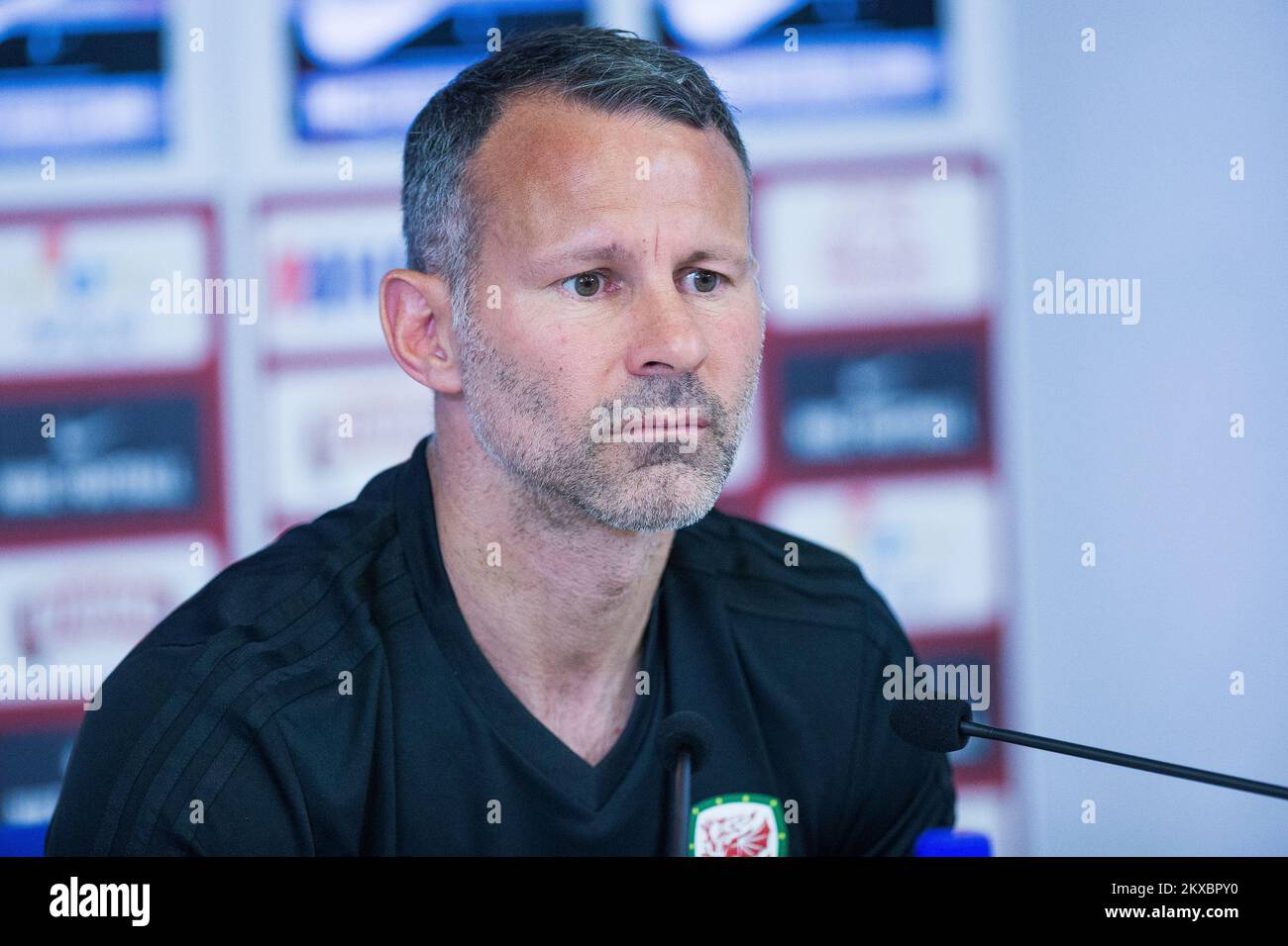 07.06.2019., Osijek, Kroatien - Trainer der walisischen Nationalmannschaft Ryan Giggs hielt vor dem morgigen Qualifikationsspiel für DIE EURO 2020 gegen Kroatien eine Pressekonferenz im Stadion Gradski vrt ab. Foto: Davor Javorovic/PIXSELL Stockfoto