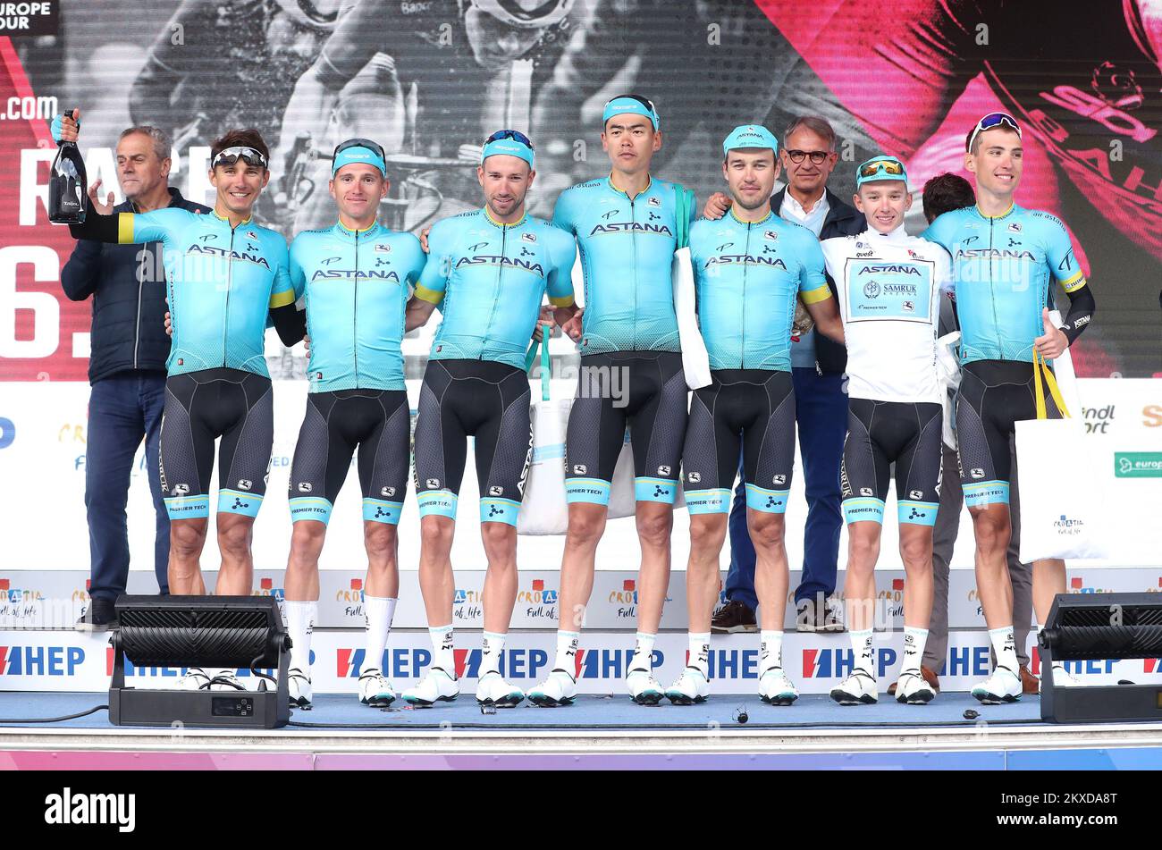 06.10.2019., Zagreb - Markov-Platz. Bekanntgabe des Gewinners der 6.. Etappe von CroRace 2019. Bestes Team: ASTANA pro TEAM. Kroatien, Zagreb Foto: Sanjin Strukic/PIXSELL Stockfoto