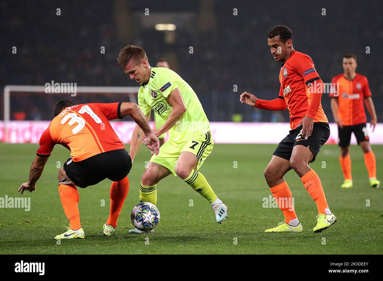 22.10.2019., Ukraine, Harkiv, OSK Metalist Stadium - UEFA Champions League, Gruppe C, 3.. Runde, FC Shakhtar Donetsk - GNK Dinamo. Ismaily, Dani Olmo, Alan Patrick Photo: Goran Stanzl/PIXSELL Stockfoto