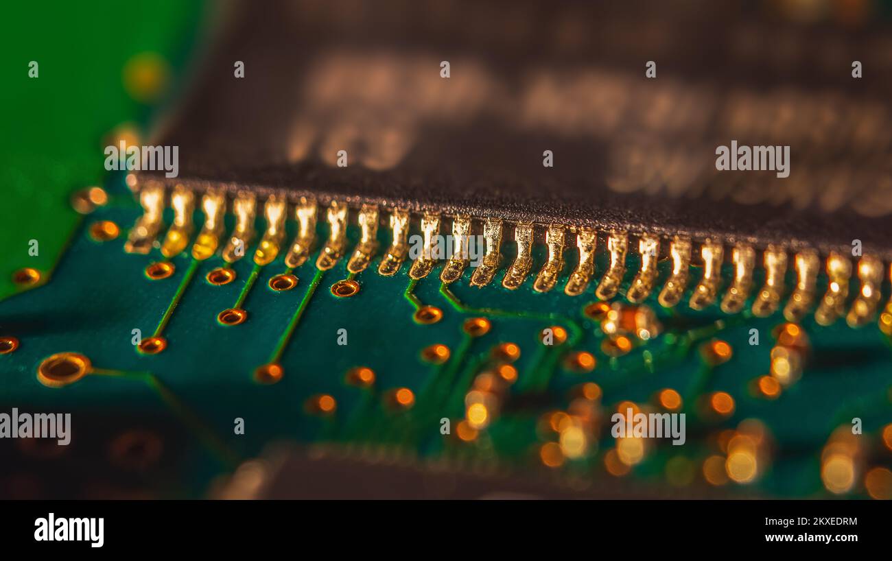 Hintergrund Textur der Hauptplatine digitalen Mikrochips Stockfoto