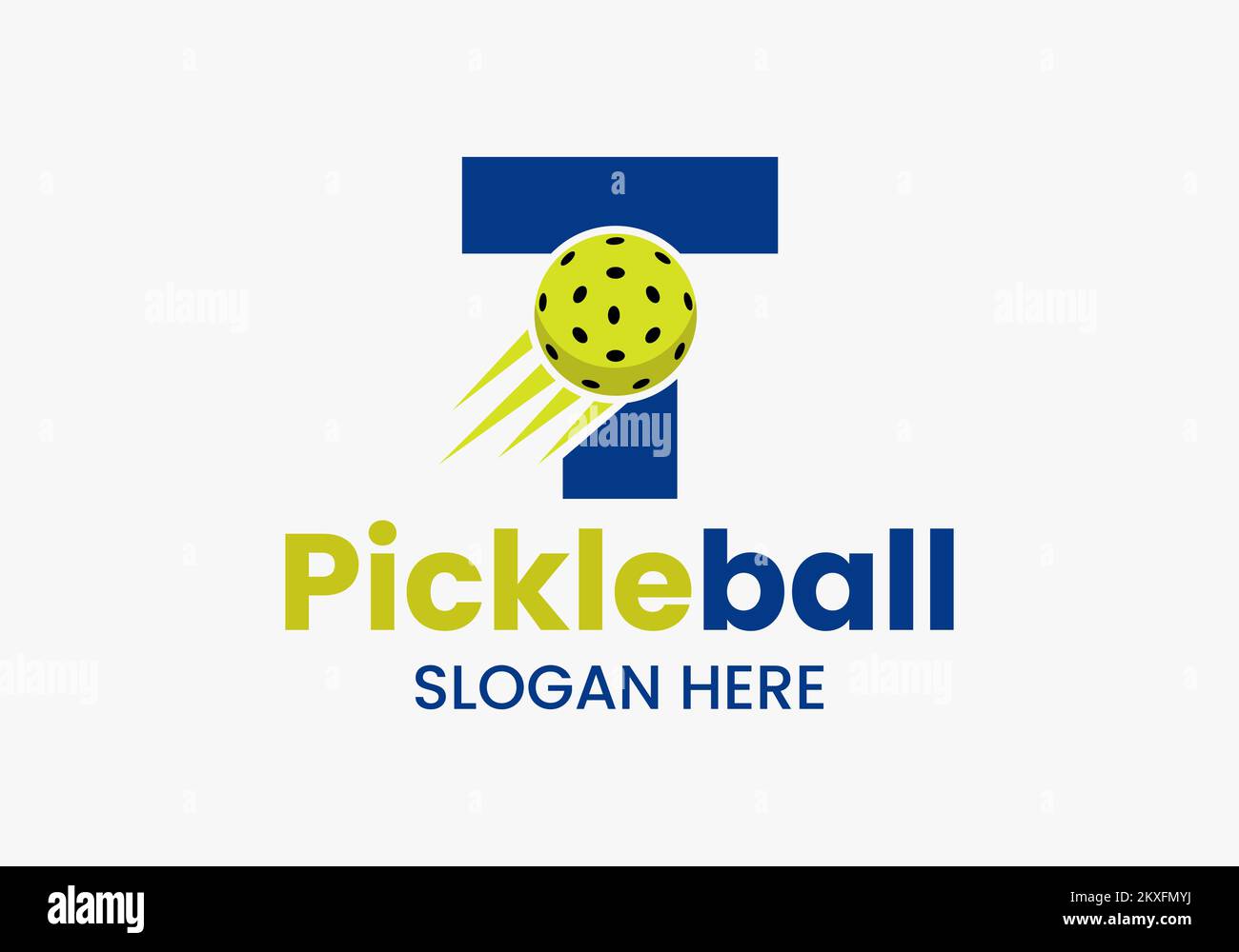 Großbuchstabe T Großbuchstabe Konzept mit beweglichem Kleinbuchstabe. Vektorvorlage Für Logotyp „Pickle Ball“ Stock Vektor