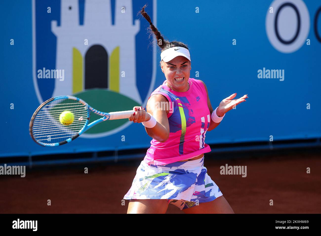 Ana Konjuh von Kroatien während des Spiels zwischen Jule Niemeier von Deutschland beim Zagreb 2020 Tennis Turnier W25 in Zagreb, Kroatien am 15. September 2020. Anja Konjuh gewann 1:0. Foto: Goran Stanzl/PIXSELL Stockfoto