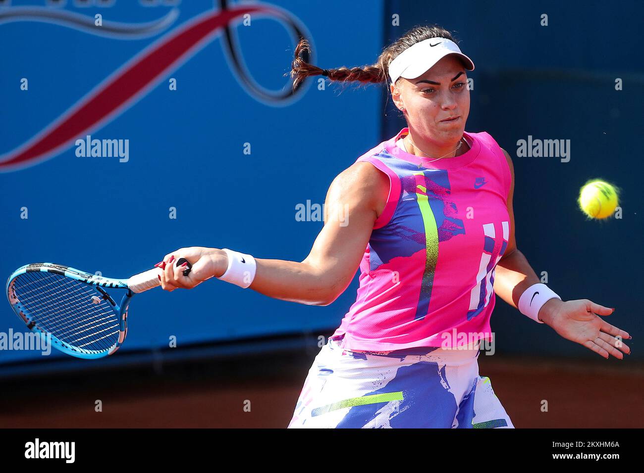 Ana Konjuh von Kroatien während des Spiels zwischen Jule Niemeier von Deutschland beim Zagreb 2020 Tennis Turnier W25 in Zagreb, Kroatien am 15. September 2020. Anja Konjuh gewann 1:0. Foto: Goran Stanzl/PIXSELL Stockfoto