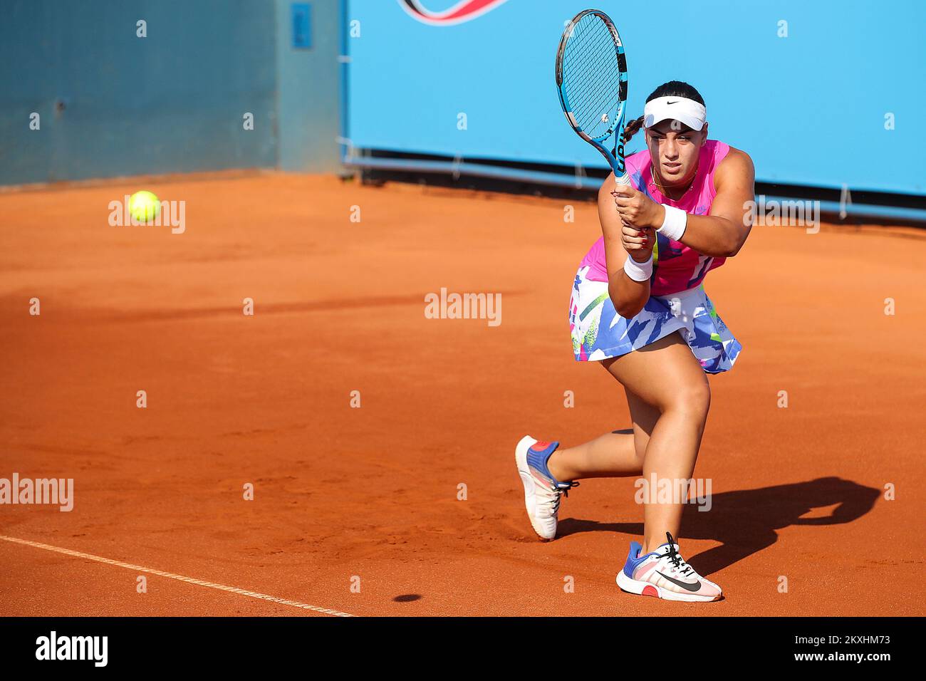 Ana Konjuh von Kroatien während des Spiels zwischen Jule Niemeier von Deutschland beim Zagreb 2020 Tennis Turnier W25 in Zagreb, Kroatien am 15. September 2020. Anja Konjuh gewann 1:0. Foto: Goran Stanzl/PIXSELL Stockfoto