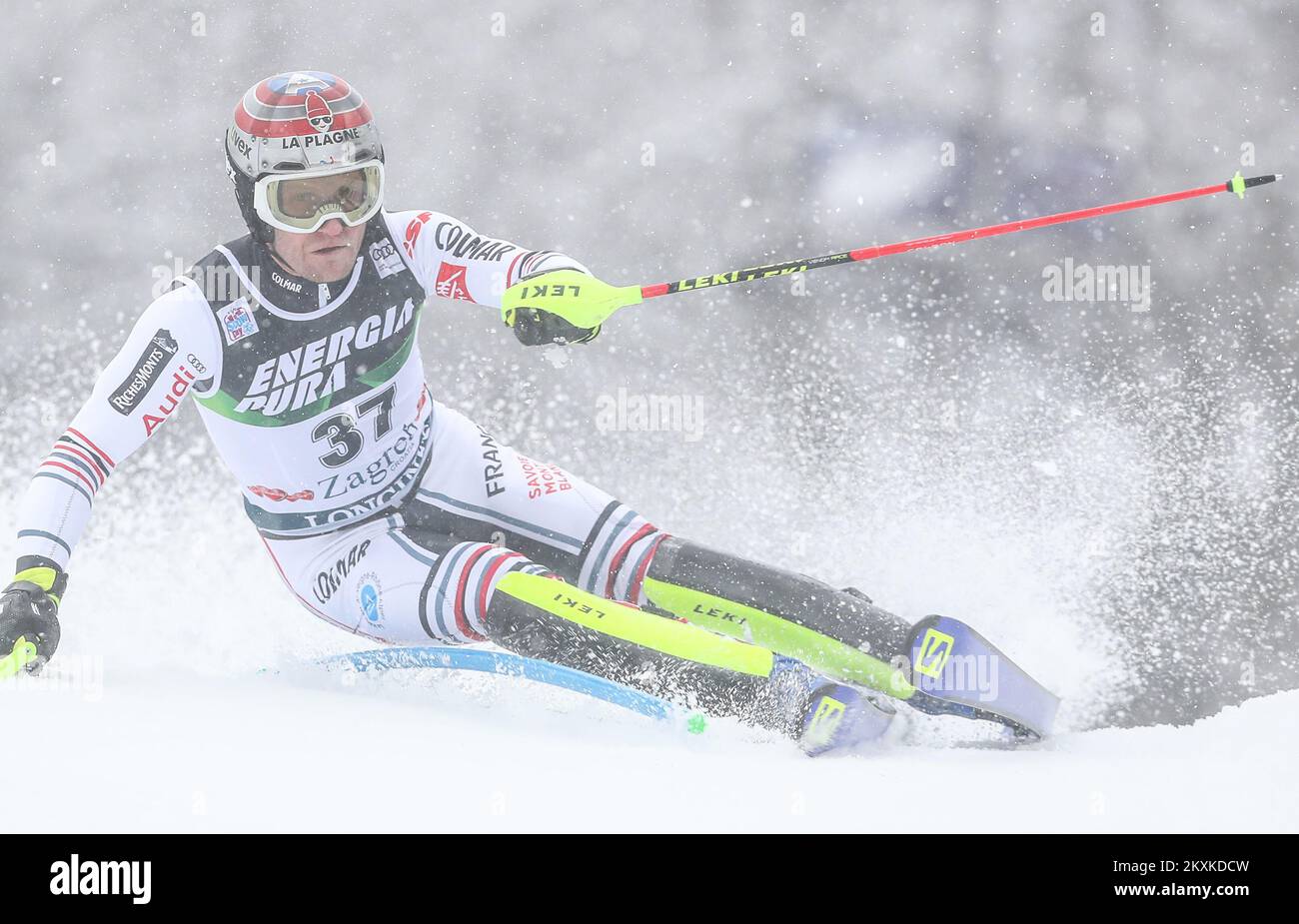 ZAGREB, KROATIEN - JANUAR 06: Julien Lizeroux von Frankreich während des Audi FIS Alpine Ski World Cup Men' Slalom am 6. Januar 2021 in Zagreb, Kroatien. Foto: Luka Stanzl/PIXSELL Stockfoto