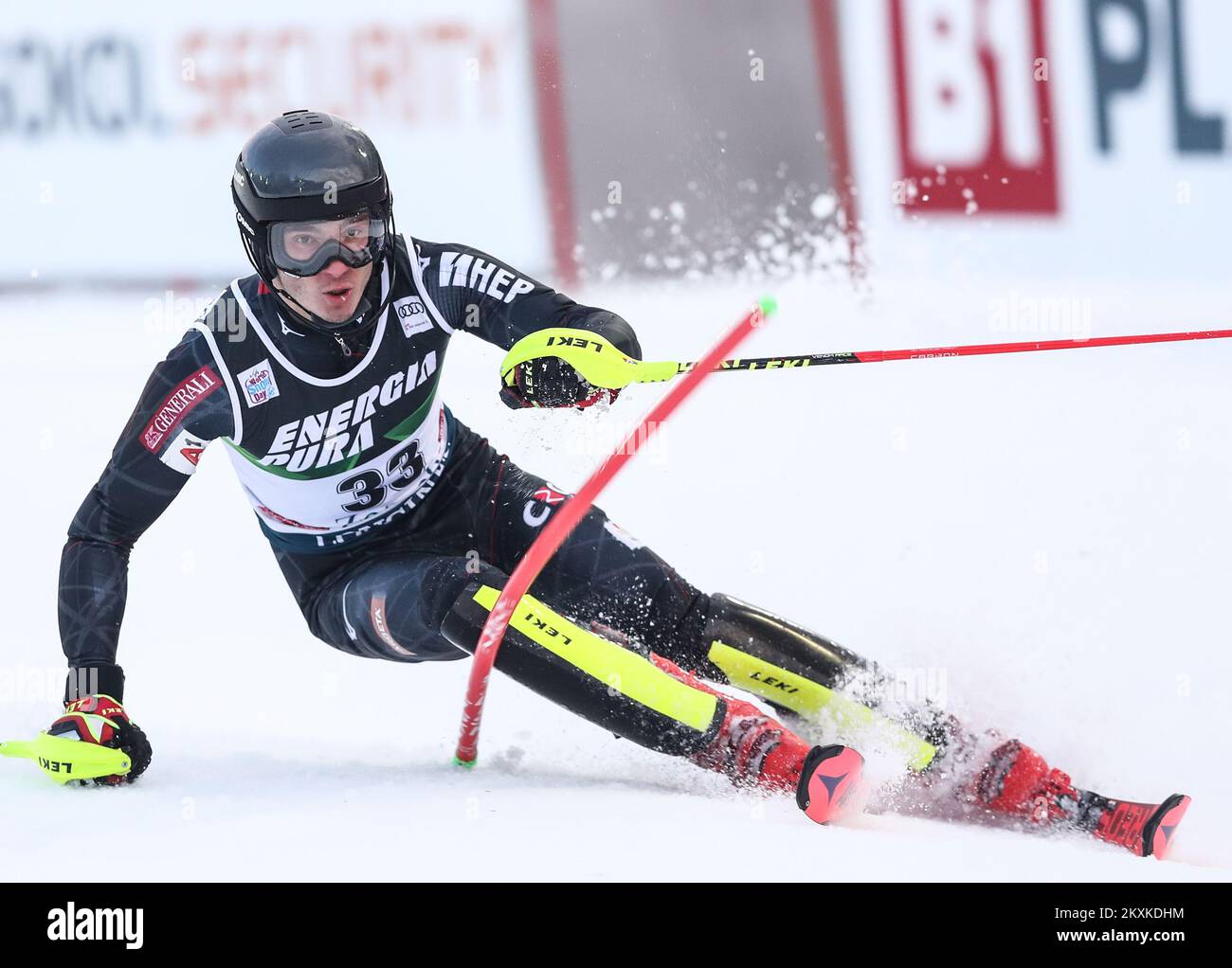 ZAGREB, KROATIEN - JANUAR 06: Istok Rodes von Kroatien während der zweiten Runde des Audi FIS Alpine Ski World Cup Men' Slalom am 6. Januar 2021 in Zagreb, Kroatien. Foto: Luka Stanzl/PIXSELL Stockfoto