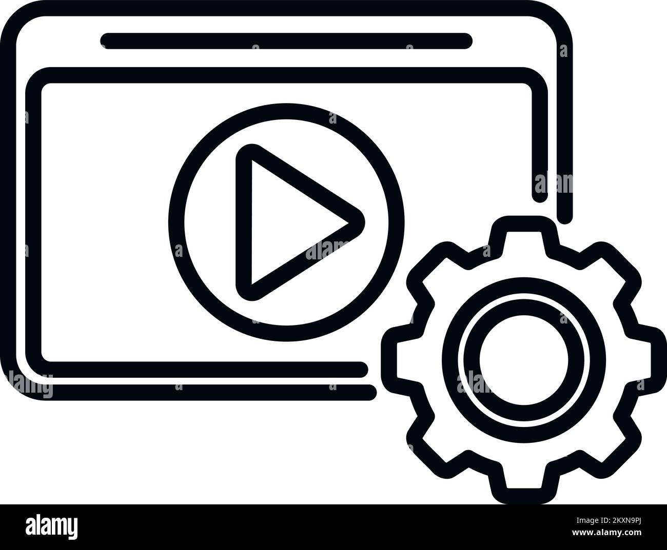 Bearbeiten Sie den Konturvektor des Getriebesymbols. Videomontage. Soundclip Stock Vektor