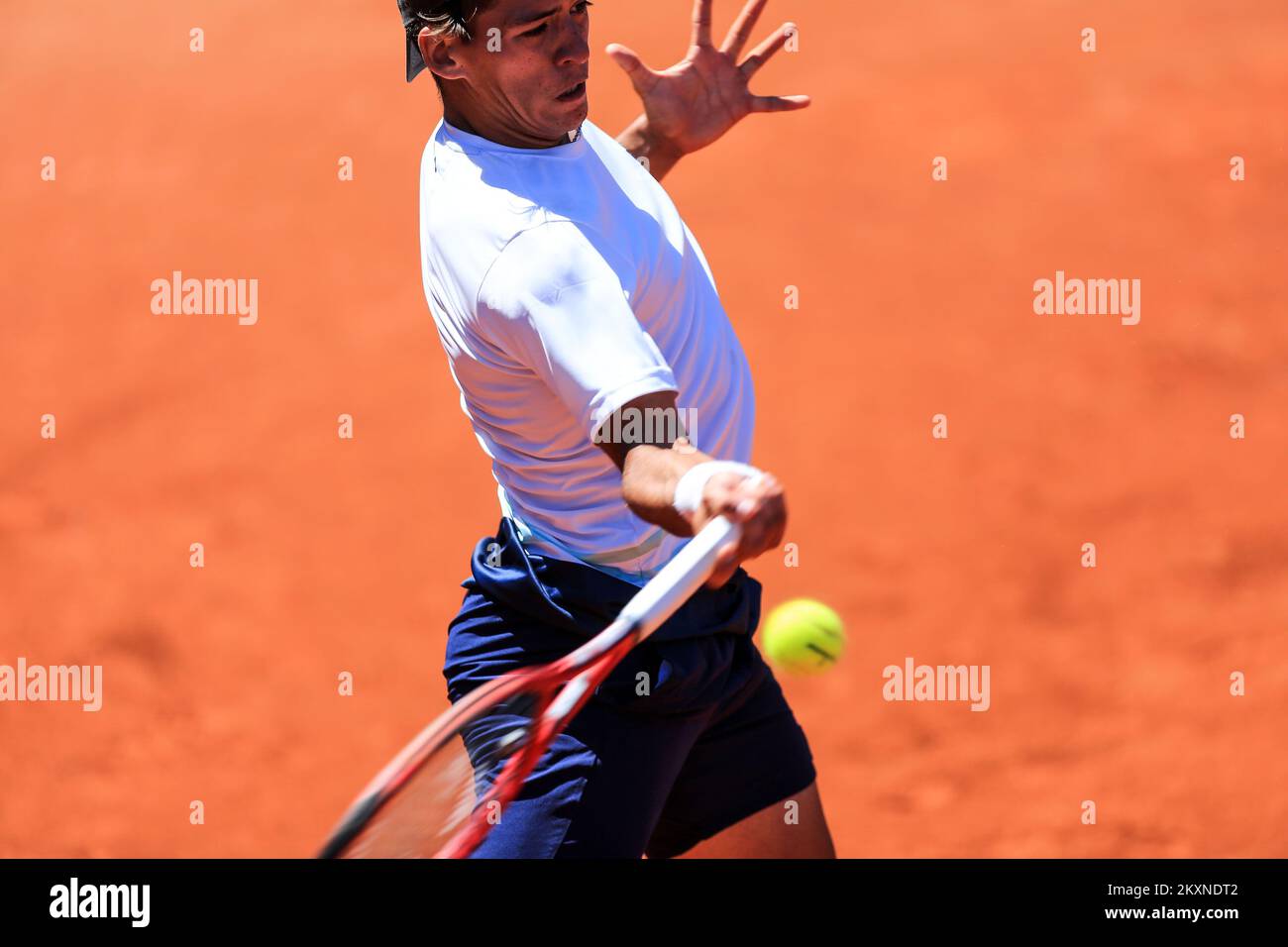 Sebastian Baez aus Argentinien während der Qualifikation gegen Duje Ajdukovic aus Kroatien bei ATP Challenger Zagreb Open in Zagreb, Kroatien am 09. Mai 2021. Foto: Marin Tironi/PIXSELL Stockfoto