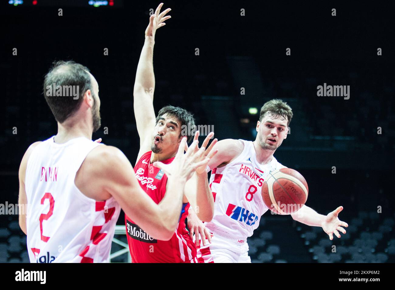 Mario Hezonja von Kroatien während eines Basketballspiels zwischen Kroatien und Puerto Rico in der Spaladium Arena in Split, Kroatien, am 23. Juni 2021. Foto: Milan Sabic/PIXSELL Stockfoto