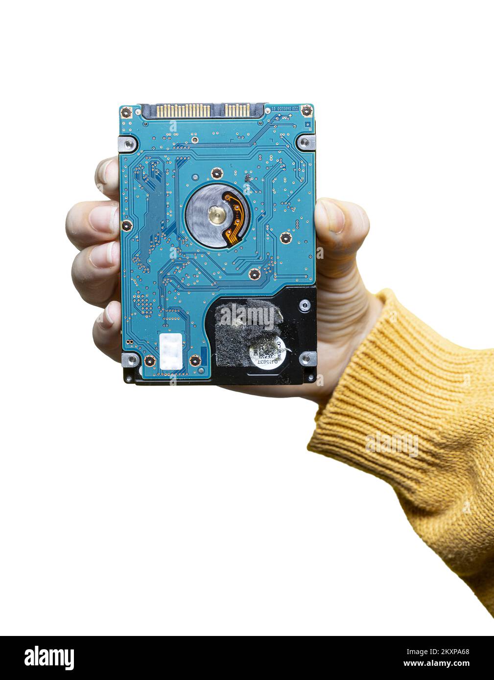 Eine 2.5-Zoll-Festplatte in der Hand einer Frau Stockfoto