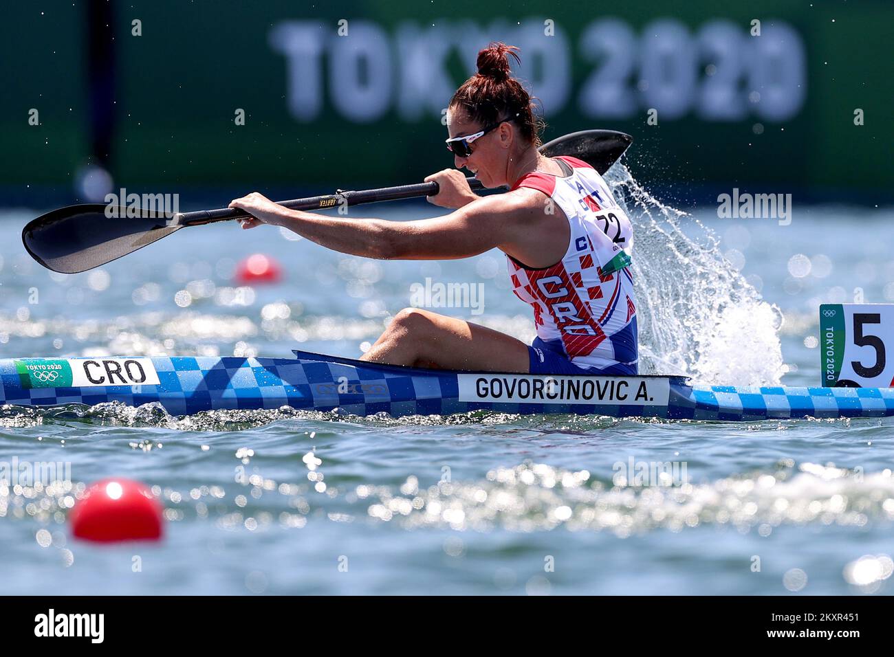 Anamaria Govorcinovic von Team Croatia nimmt am 500m. August 4 am 12. Tag der Olympischen Spiele von Tokio 2020 im Sea Forest Waterway in Tokio, Japan, am 04. August 2021 am. Quartals der Frauen-Kajak-Single Teil. Foto: Igor Kralj/PIXSELL Stockfoto