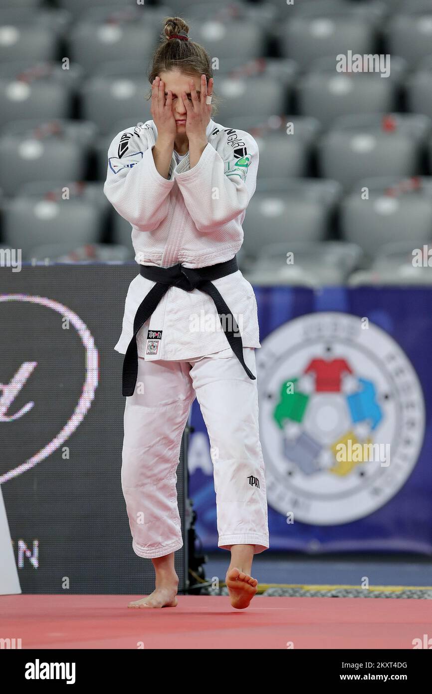 Ana Viktorija Puljiz reagiert am 24 ersten Tag des Judo Grand Prix ...