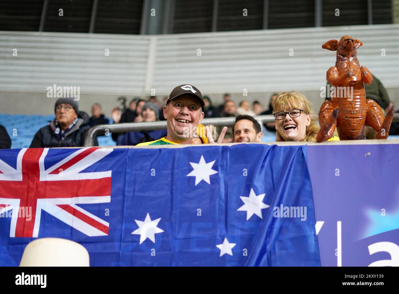 Australische Rugby-Liga-Fans bei der Rugby-Liga-Weltmeisterschaft Stockfoto