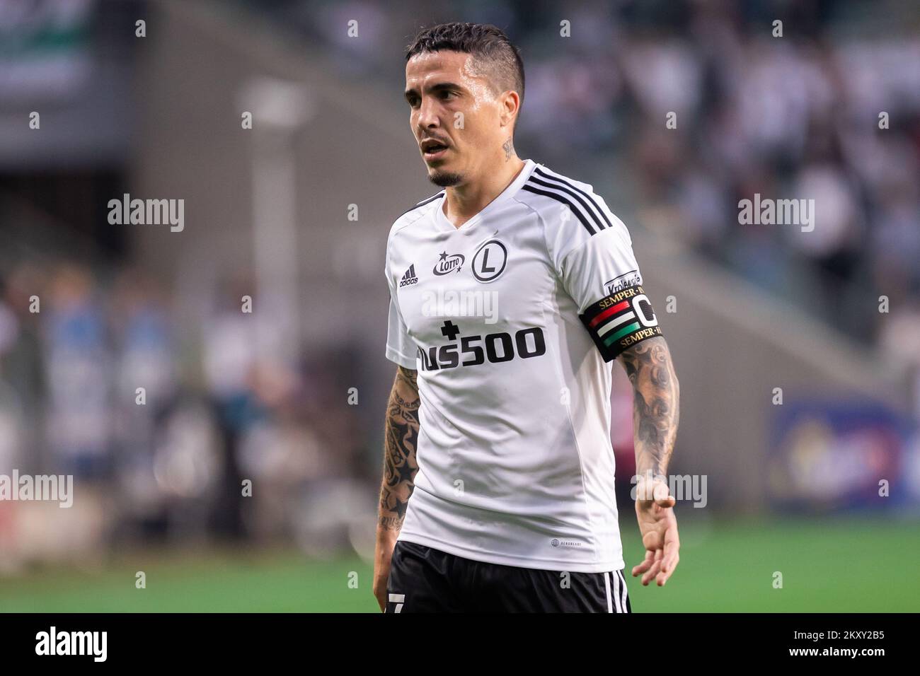 Josue Pesqueira von Legia während des Spiels der polnischen PKO Ekstraklasa League zwischen Legia Warszawa und Warta Poznan im Marschall Jozef Pilsudski Legia Warschau Municipal Stadium. Endstand: Legia Warszawa 1:0 Warta Poznan. Stockfoto