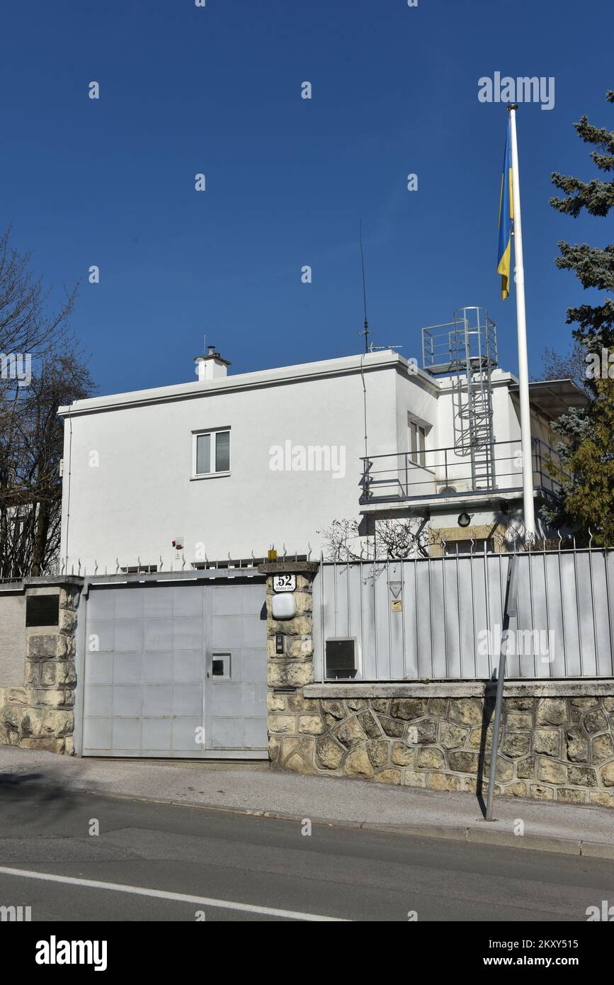 Das Foto wurde am 24. Februar 2022 aufgenommen und zeigt die Botschaft