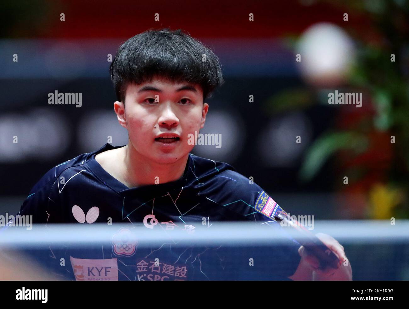 Yun-Ju Lin aus Taiwan tritt beim WTT Contender Zagreb 2022 Men's Singles Finale gegen Peng Xiang aus China am 19. Juni 2022 in der Dom Sportova Hall in Zagreb, Kroatien, an. Foto: Sanjin Strukic/PIXSELL Stockfoto