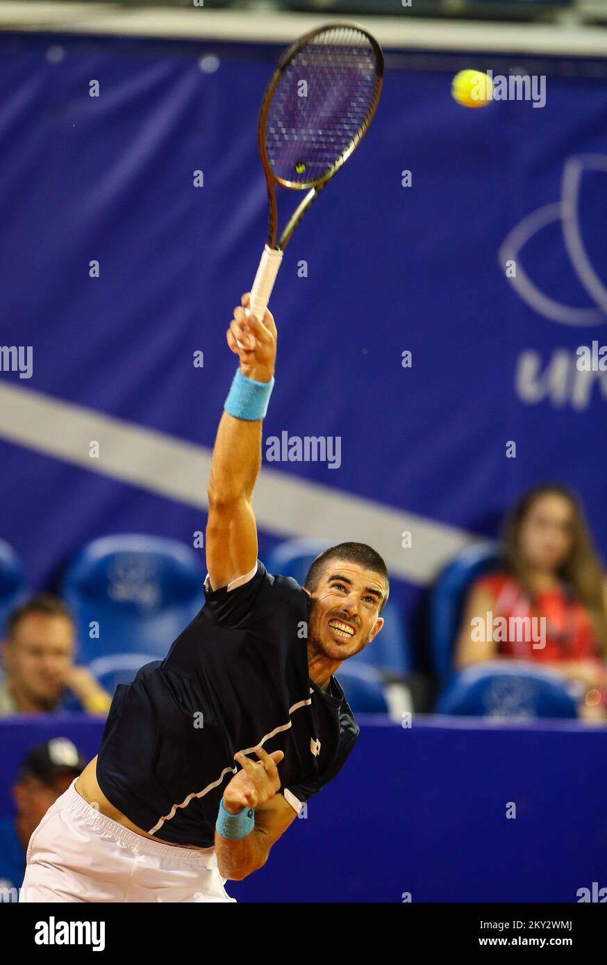 UMAG, KROATIEN - JULI 30: Franco Agamenone von Italien spielt am 30. Juli 2022 in Umag (Kroatien) beim Halbfinalspiel von Menâ€™gegen Jannik Sünder von Italien am 7. Tag des 2022 Kroatien Open Umag im ATP-Stadion Goran Ivanisevic. Foto: Jurica Galoic/PIXSELL Stockfoto