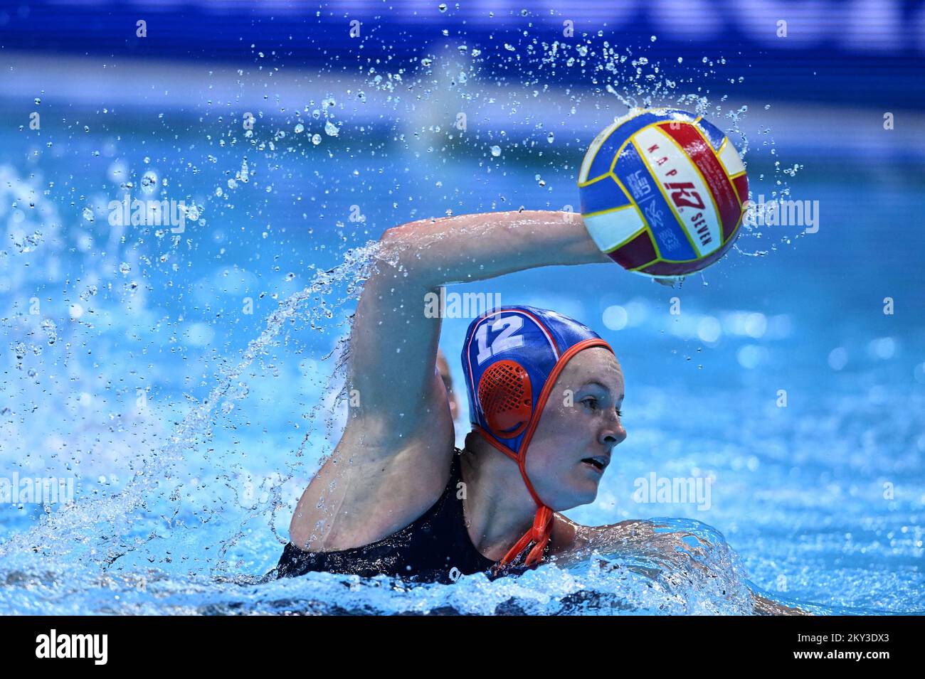 SPLIT, KROATIEN - 01. SEPTEMBER: Nina ten Broek aus den Niederlanden während des len-Wasserpolo-Europameisterschaftskampfs zwischen Rumänien und den Niederlanden in der Spaladium Arena am 01. September 2022 in Split, Kroatien Foto: Marko Lukunic/PIXSELL Stockfoto