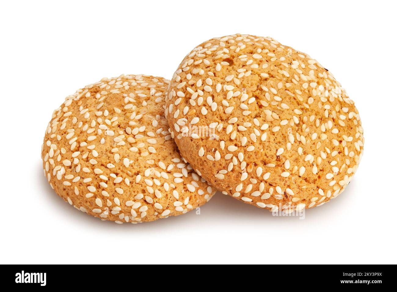 OAT-Cookie-Pfad auf weiß isoliert Stockfoto