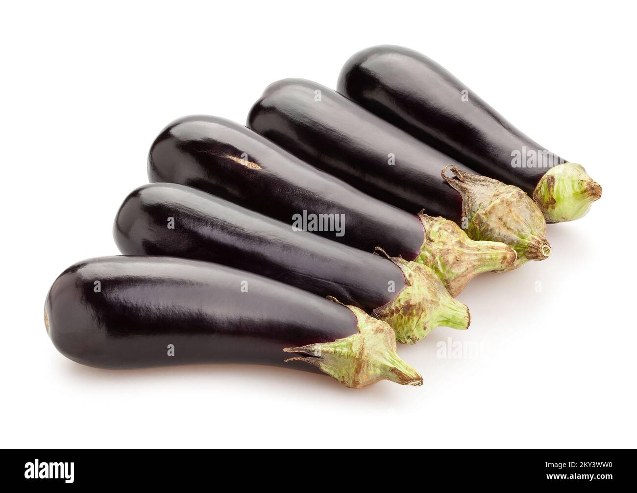 Aubergine Pfad isoliert auf weißem Stockfoto