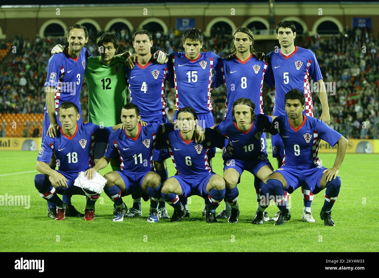 Kroatien-Team-Gruppe. Josip Simunic, Vedran Runje, Ivica Krizanac, Ognjen Vukojevic, Niko Kranjcar, Vedran Corluka, Ivica Olic, Darijo Srna, Danijel Pranjic, Luka Modric, Eduardo da Silva Foto: Igor Kralj/24sata Stockfoto