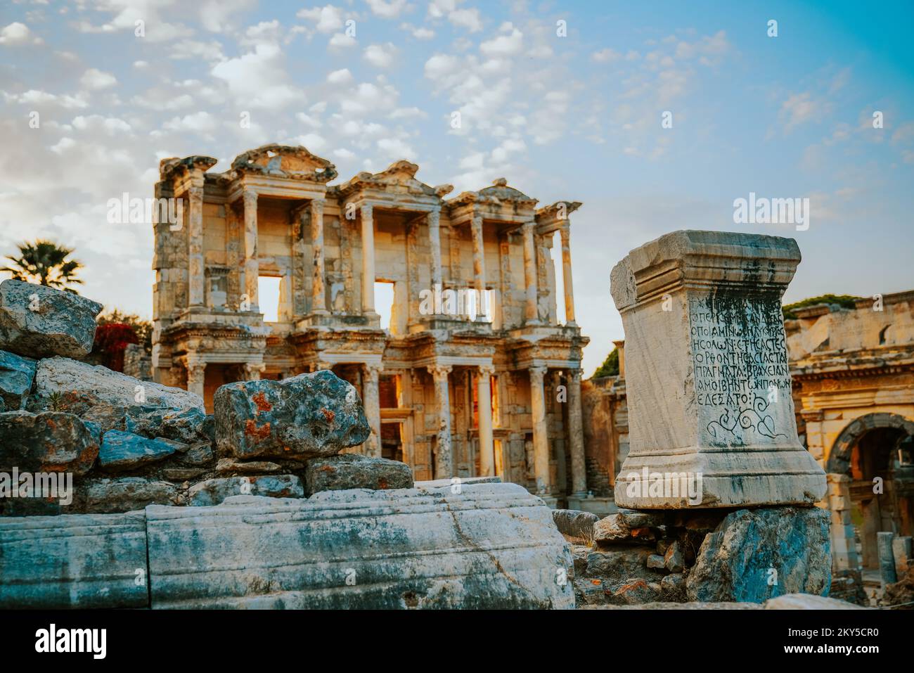 Celsus Bibliothek in Ephesus antike Stadt in Izmir, Türkei. Stockfoto