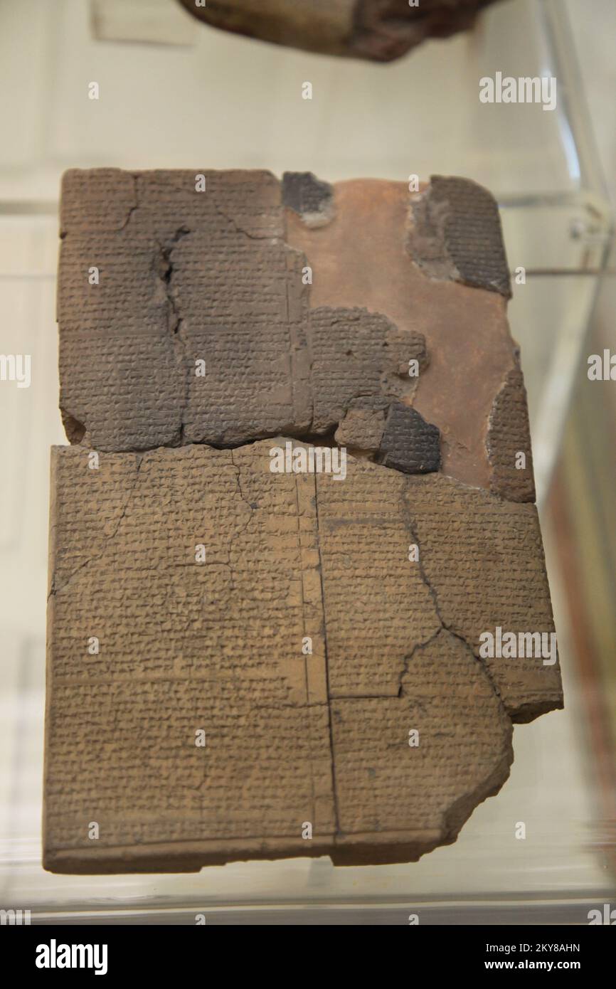 Die Entschuldigung des Hattusilis 3 (v. Chr. 13.. Jahrhundert) im Archäologischen Museum Istanbul in Istanbul, Türkei. Stockfoto