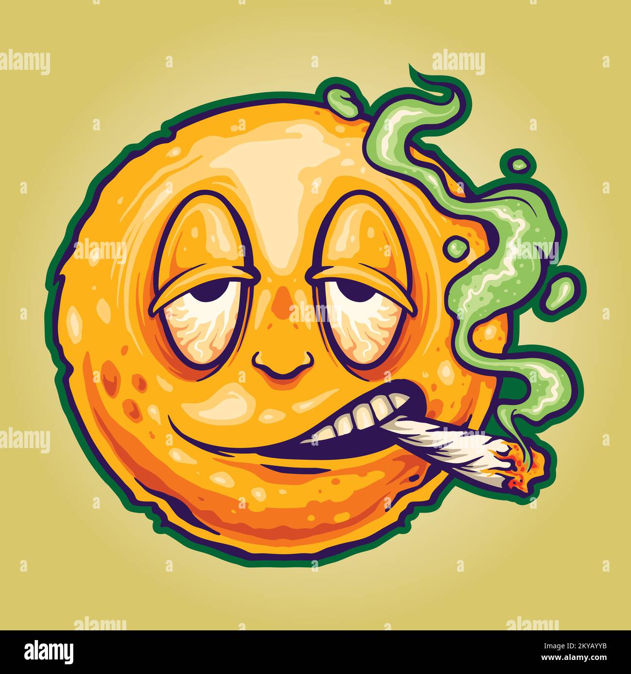Lustiges Smiley-Gesicht Emoticon rauchen Cannabis Illustration Vektorbilder für Ihr Arbeitslogo, Merchandise-T-Shirt, Aufkleber und Etikettendesigns Stock Vektor