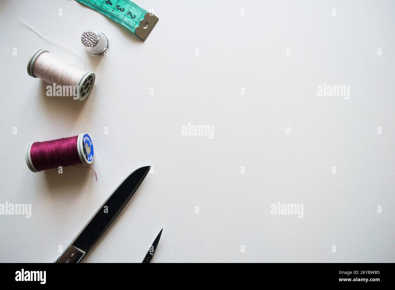Nähzeug Hobby Business Kopierraum Overhead Niemand Concept Stockfoto