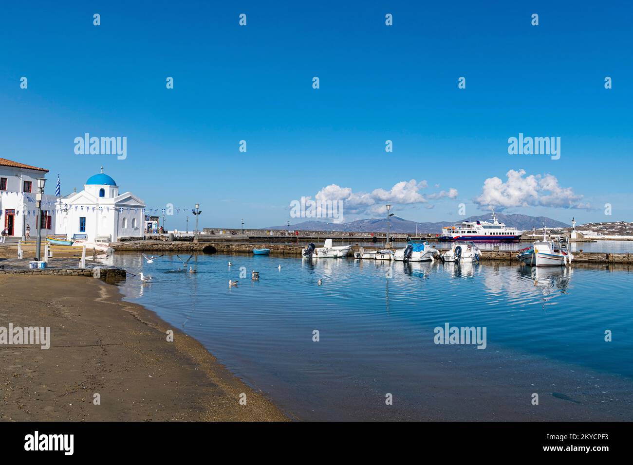 Alter Hafen von Horta, Mykonos, Griechenland Stockfoto