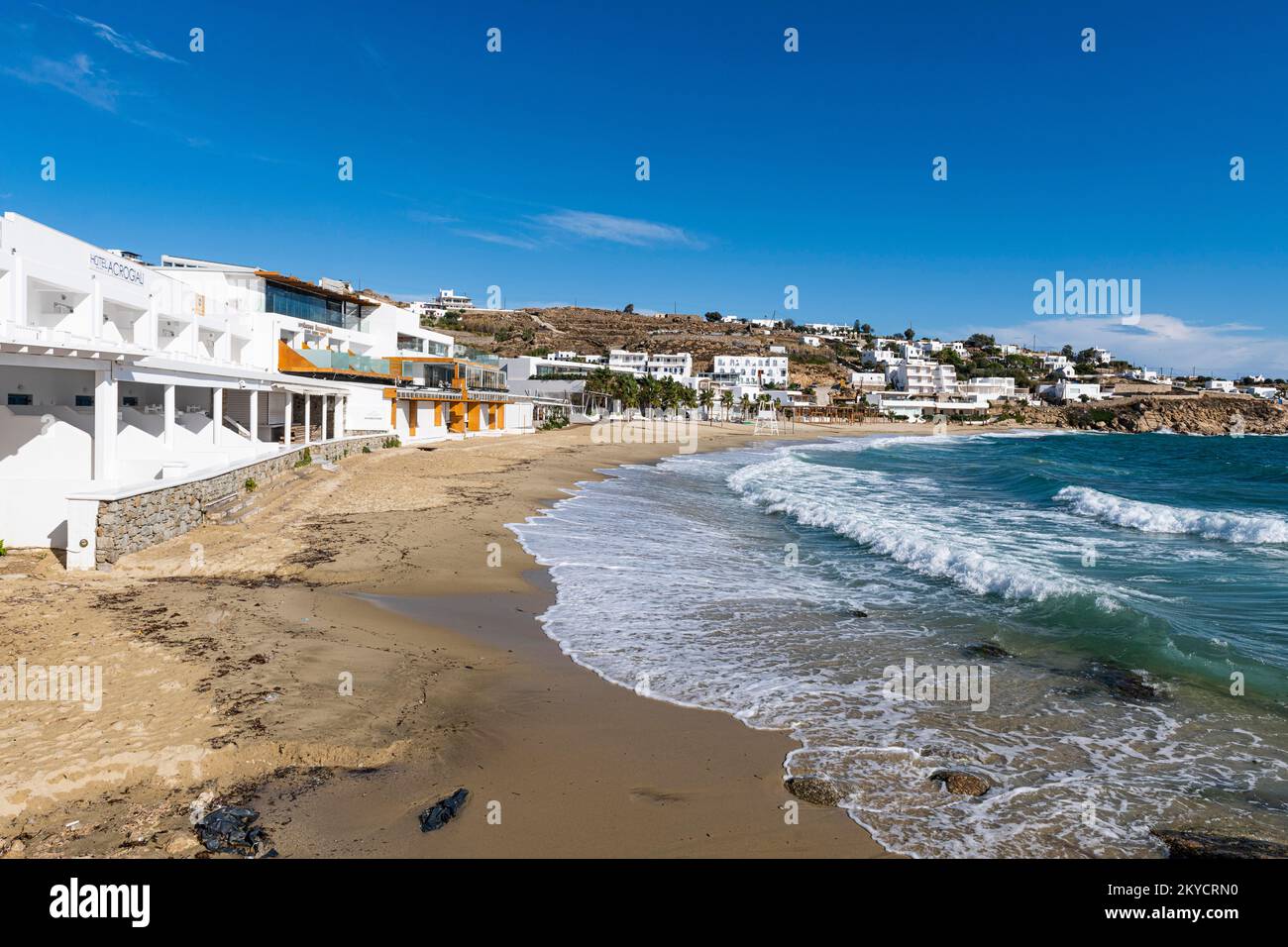 Paralia Platis Gialos Beach, Mykonos, Griechenland Stockfoto