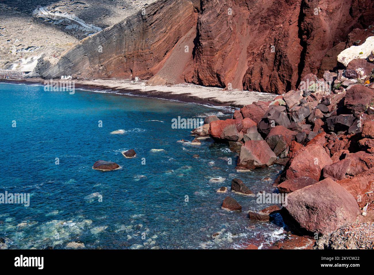 Roter Strand, Santorini, Griechenland Stockfoto
