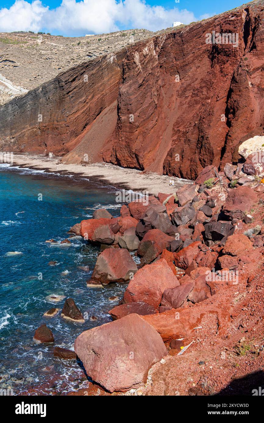Roter Strand, Santorini, Griechenland Stockfoto
