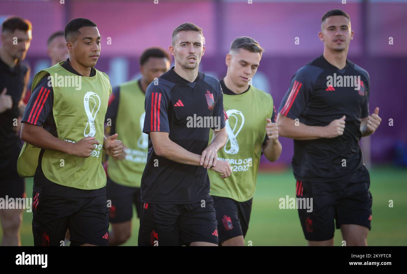 Youri Tielemans aus Belgien, Timothy Castagne aus Belgien, Leandro
