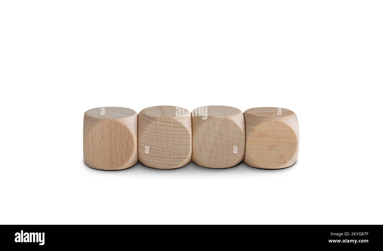Holzwürfel isoliert auf weißem Hintergrund. Geschäftskonzept. Stockfoto